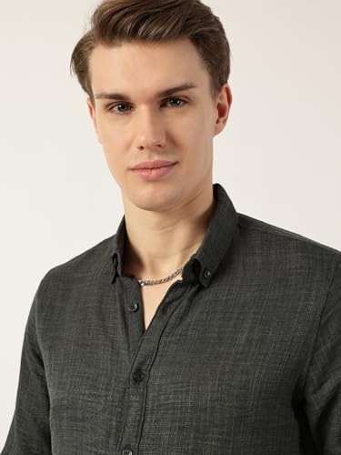 Image of Thomas Scott Men's | Solid | Full Sleeve | Regular Fit | Polyester | Button Down Collar | Casual Shirt