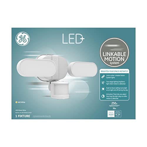 GE Lighting 93100290 LED+ Linkable Motion Outdoor Sconce Fixture, Security Light, Soft White