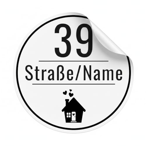 Hausnummer Aufkleber personalisiert selbstklebendes Namensschild für Briefkasten Mülltonne & Haustür mit Name oder Straße wetterfest