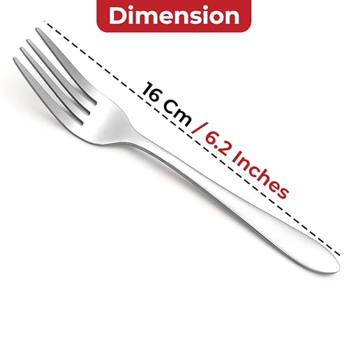Image of HAZEL Stainless Steel Fork Set of 6 | 16cm Rust-Resistant Cutlery Forks | Durable, Polished Table Forks for Dining & Kitchen Use