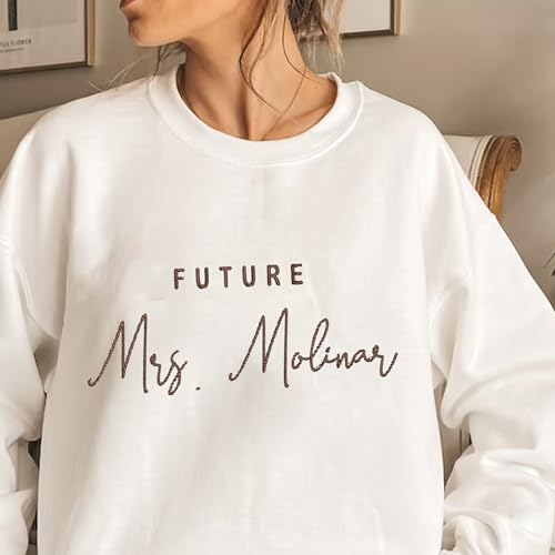 Personalized Embroidered Mrs Sweatshirt, Custom Mrs. Last Name Sweatshirt, Bride Sweatshirt4