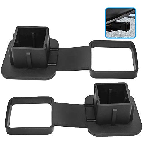 Finegood 2 Pack Rubber Trailer Hitch Covers, Fit For 2 Inches Receiver Tubes Durable Anti-Loss Trailer Hitch Plug Caps-Black #TOP25