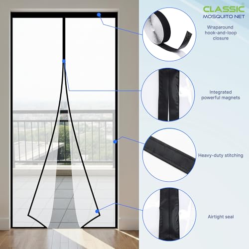 Image of Classic Mosquito Net AC Curtain Magnetic Customizable Thermal Insulated Screen| Medium Size| Maximum Width Upto-100cm| Maximum Height Upto-240cm| Privacy & Dust Shield| Comes with Hook & Loop Tape