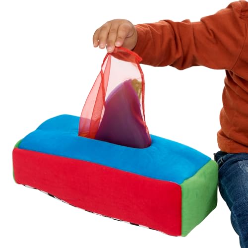 Excellerations Plush Pull & Play 12 inches L x 5-1/2 inches W x 3-1/2 inches H Tissue Box 12 Square Scarves for Children, Kids Educational Baby Toy, 9 Months and Up by Excellerations - Image 7