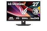 LG Gaming Monitor 27G610A-B Ultragear 27-inch/QHD (2560 x 1440) / IPS / 200Hz / 1ms / AMD FreeSync Premium/VESA DisplayHDR 400 / HDMI, DisplayPort/Tilt/Height/Swivel/Pivot Stand Black