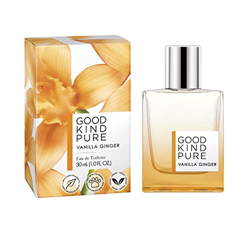 Good Kind Pure Vanilla Ginger Eau de Toilette Spray – Energizing, Gourmand Fragrance – A blend of Casablanca Lily & Warm Vanilla – Clean, Vegan, & Long-Lasting Formula – 1.0 Fl Oz
