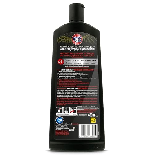 Miniatura 2 de Vitroclen Limpiador Vitrocerámica e Inducción, en Crema, Desincrusta, Desengrasa y Da Brillo, Aroma Limón, 450 ml