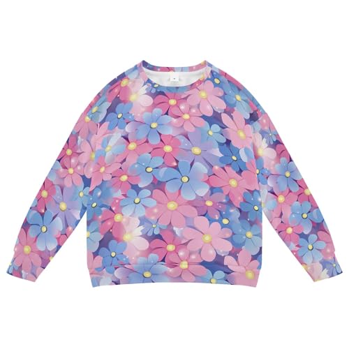 JUNZAN Beautiful Flowers Big Girls Sweatshirts Hoodies Long Sleeve Fall Tops Shirts Athletic 4T