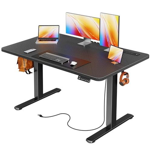 Image of Huuger Electric Standing Desk with Power Outlets and USB-C Port, 47 X 24 Inch Height Adjustable Desk, Sit Stand Desk for Home Office, Computer & Gaming Desk with 4 Presets, Carbon Black