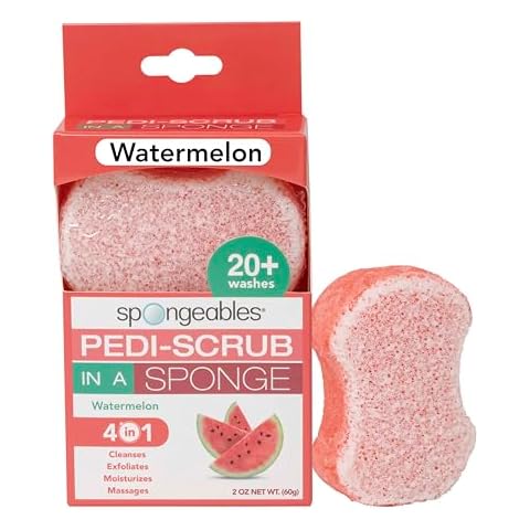 Spongables Pedi Scrub Foot Exfoliating 20+ Wash Sponge, Watermelon, 1 Count Cover