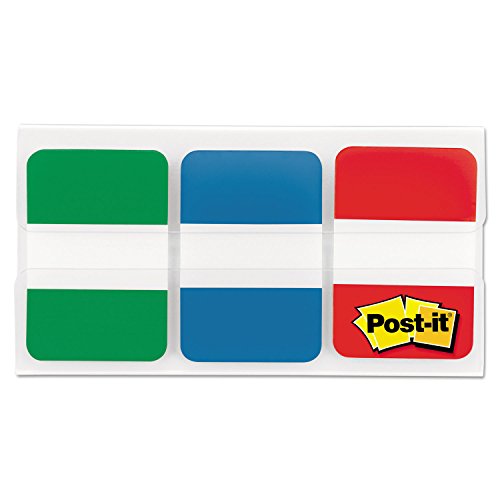 Post-it Tabs File Tabs, 1 x 1 1/2, Blue/Green/Red, 66/Pack (MMM686GBR)