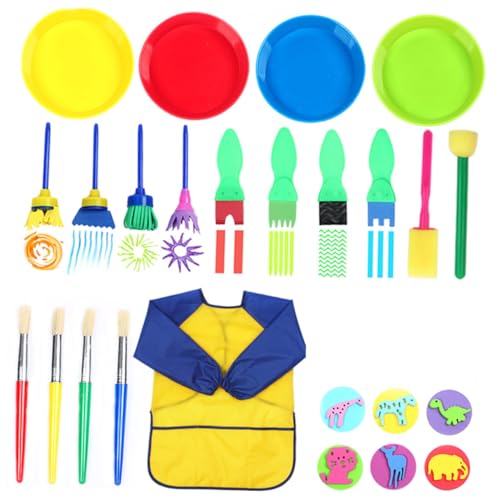 STOBOK 25pezzi Kit Pittura Per Ragazzo Ragazza Spugna e Pennellino Assortiti Articoli Artistici Per Dipingere e Disegno Sicuri e Inodori