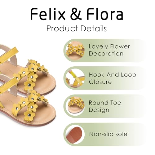 Image of Felix & Flora Toddler Girl Sandals -Flower Girl Dress Shoes Open Toe Little Kid Flats