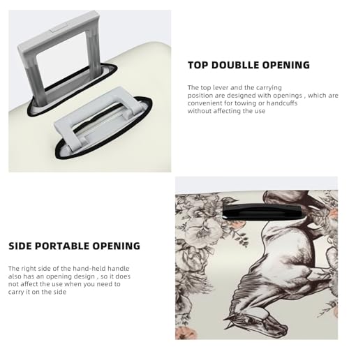 Travel Luggage Cover Flowers and horses hand drawn Suitcase Protector Elastic Washable Stretch Suitcase Protector Anti-Scratch Travel Suitcase Cover Fit 18-32 Inch Luggage4