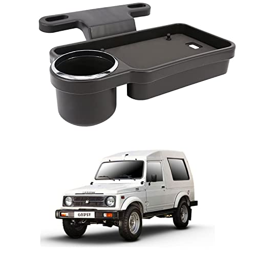 Image of Oshotto (FT-04) Foldable Car Auto Headrest Rear Back Seat Table Drink Food Cup Tray Holder Compatible with Maruti Suzuki Gypsy - Black