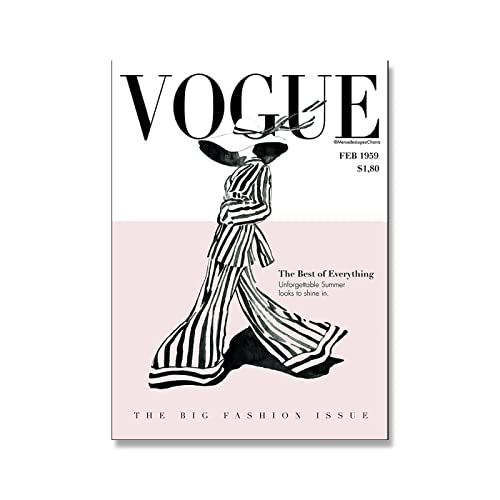 Póster de moda para mujer, portada de revista, arte de pared, impresión moderna en lienzo para sala de estar, decoración del hogar, 30 x 40 cm, sin marco