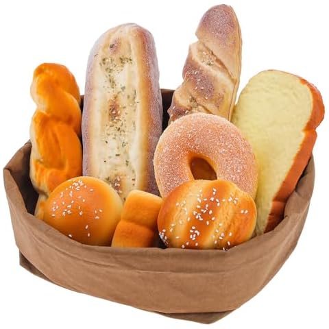 Meiwlong 8pcs Simulation Sesame Bread Set Fake Artificial Twist Bagel Toast Food Realistic DIY Prop Shop Office Game Photography Shooting Decoration Cover