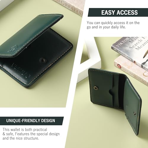 Image of VEMILIO Vegan Leather Card Holder Wallet for Men & Women | Slim Bi-Fold Design | RFID Protected | Button Closure | 3-4 Card Slots | Durable & Travel-Friendly (Black)