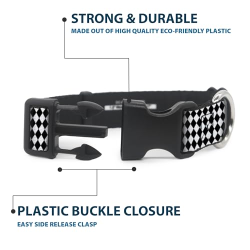 Collar de Perro Buckle-Down de Rayas Blanco y Negro ajustable de 13 a 17 pulgadas 5