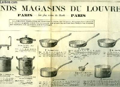 livre Affiche publicitaire des Grands Magasins du Louvre, de batteries de cuisine en nickel, pur massif.