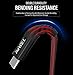 USB C Short Charging Cord USB A to Type C Cable 3A 8inch Silk Braided Fast Charging for Galaxy S8/S9/S10/S20/S21/S22/S23/Note8/Note9/Note10/LG/Pixel/Power Bank-Red 3Pack