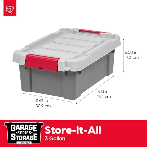 IRIS USA 3 Gallon Lockable Storage Totes with Lids, 5 Pack, Heavy-Duty Durable Stackable Containers, Large Garage Organizing Bins Moving Tubs, Rugged Sturdy Equipment Utility Tool Box, Gray - Image 4