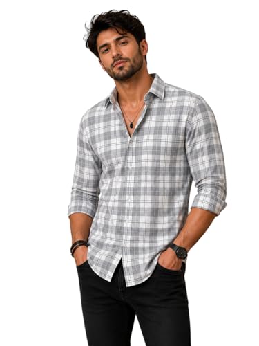 Image of NoseQueen Men's Checked Cotton Shirt | Full Sleeve Regular Fit Casual Shirt for Men | Soft Breathable Checkered Shirt
