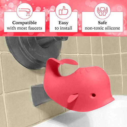 Aurelie Silicone Whale Tub Faucet Cover For Kids, Protective Baby Safety Products For The Bathtub Spout, Melon #TOP5