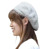 [DreamHats] [ドリームハッツ] レディース ベレー帽 シャギーベレー ファー フェイクファー FREE(55㎝～60㎝）防寒 秋冬 (JP, アルファベット, Free Size, ブラック) (JP, アルファベット, Free Size, ライトグレー)