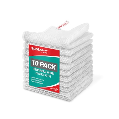 Spotzero By Milton Non-Scratch Wire Dish Cloth (Pack of 10) | Multipurpose Scrubber for Kitchen Utensils, Sinks, Counter & More I Wet and Dry Cleaning for Kitchen & Home