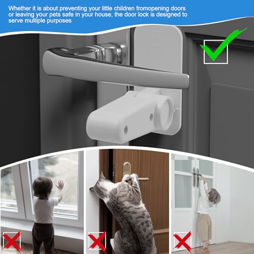 4Stück Kindersicherung für Türen, Ohne Bohren kinder Fenstersicherung, Selbstklebend Multifunktionen Türdrückerschloss, Wiederverwendbar Schubladen Kindersicherung, Türsicherung für Haustier