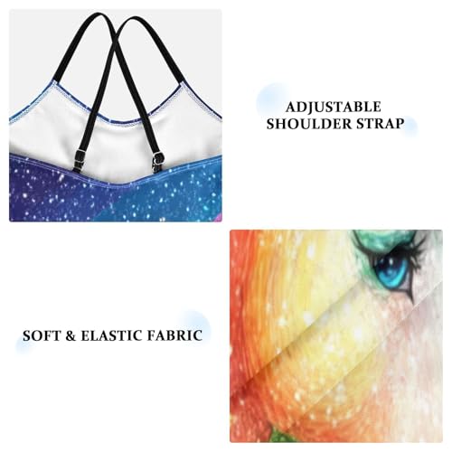 Pigsaly Girls One Piece Swimsuits Sparkling Rainbow Glitter Colorful Unicorn Kids Cross Back Swimwear Bathing Suit 3T3