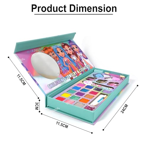 Image of VikriDA Kids Washable Makeup Kit, Fold Out Makeup Palette with Mirror, Make Up Toy Cosmetic Kit Gifts for Girls - Safety Tested- Non Toxic