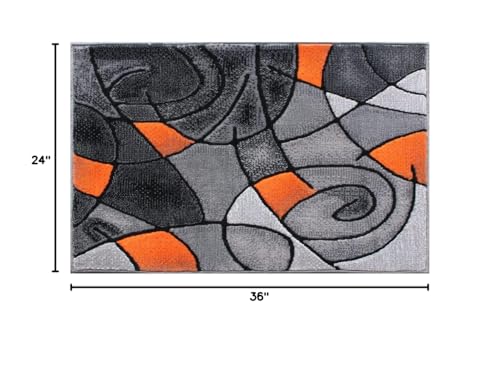 Tapete moderno naranja 2x3 pies para sala y oficina miniatura 2