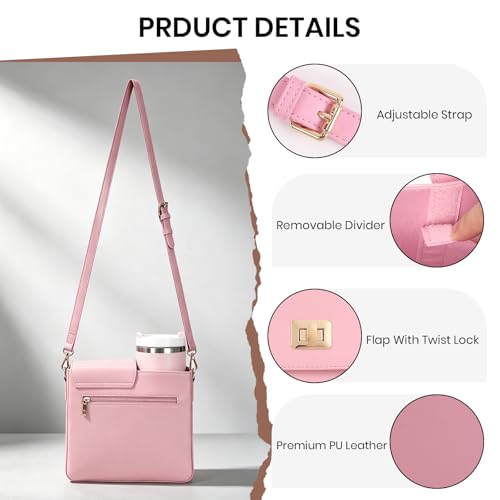 Image of Asaint Stanley Cup Purse Crossbody Bag for 40oz Tumbler with Handle, Water Bottle Purse Pocket Adjustable Strap