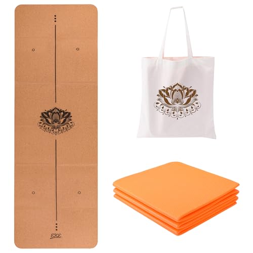 EKE Kork-Falt-Yogamatte, 5 mm Dicke, Standardgröße, Faltbar,...