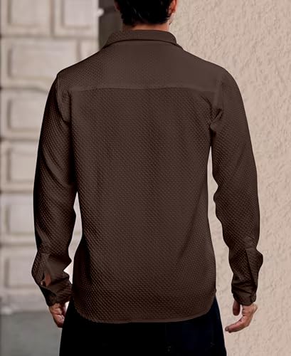 Image of Men's Linen Casual Shirt | Long Sleeve Button Down | Textured Design | Regular Fit Summer Wear | Lightweight & Stylish Shirt for Men