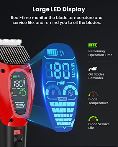 Dog Care Smart Dog Clippers, Cordless Dog Grooming Clipper Kit With Heatproof Blades, Led Display, 3 Speeds, Auxiliary Light, Rechargeable Heavy-Duty Professional Pet Hair Trimmer Shaver For Dog Cat #TOP2