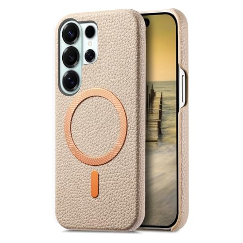 Protection Galaxy S22 cuir rigide kaki magnétique pour le quotidien