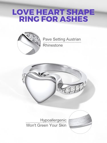 Image of Richsteel Stainless Steel Heart /Claddagh Cremation Urn Ring for Ashes for Women Waterproof Locket Rings Memorial Jewelry(with Gift Box)