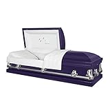Titan Casket Orion Panel Collection (Royal Purple, Going Home) Handcrafted Funeral Casket - Royal Purple with White Interior & 'Going Home' Head Panel
