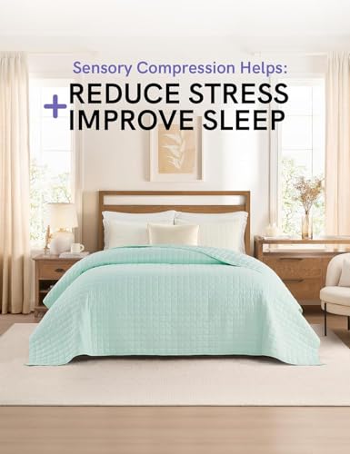 Image of YnM 12lbs Weighted Blanket for Adults, Heavy Bed Throw Blanket with Cooling Glass Beads for All Season Use, Ideal for ~110lbs (48x72 Inches, Twin /Full, Mint Green)