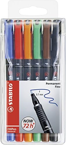 OHP Pen - STABILO OHP Pen Soluble - Superfine - Wallet of 4 - Assorted Colours