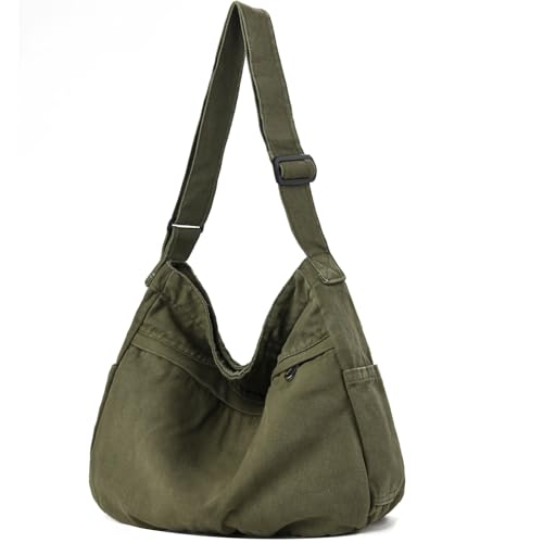 Image of Canvas Hobo Crossbody Shoulder Tote Bag for Women and Men Large Purse Messenger Bag Travel Work Shopping