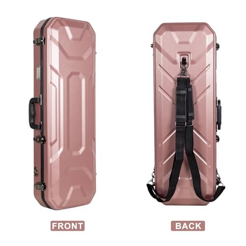 Image of Crossrock Oblong Case fits 4 /4 Full-Size Violin, Includes Interior Compartment, 2 Bow Holders, Security Lock, and Detachable Straps-Rose Gold (CRA860VFRG-R)