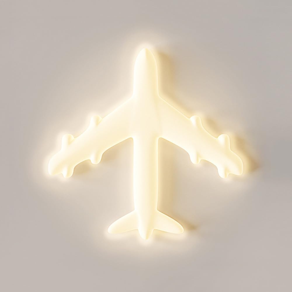 19,6-calowa dziecięca lampa sufitowa do sypialni, mlecznobiała, samolot, lampa sufitowa z możliwością ściemniania, duża lampa LED do sypialni chłopców i dziewcząt