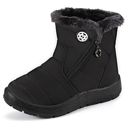 Gaatpot Botas de Nieve para Niños Invierno Calentar Forradas Botines Niña Niño Impermeables Planas Botas Suave Antideslizantes Negro#2 33 EU = 34 CN