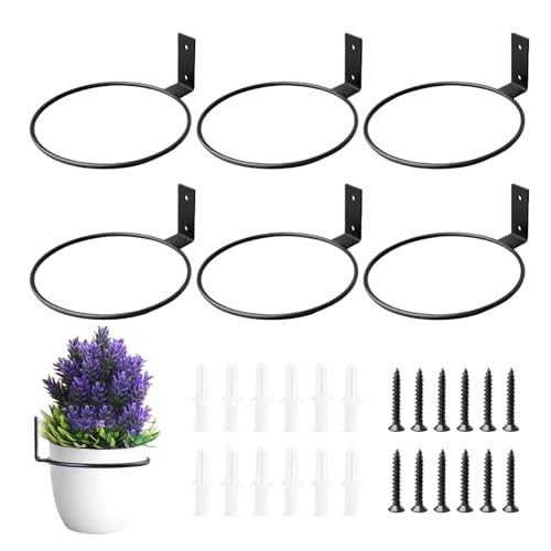 Genérico Soporte de Muro para Macetas - Soporte De Metal Para 6 Macetas - Expositor de Plantas de Pared - para Hogar Balcón Sala de Estar Baño y Escaleras