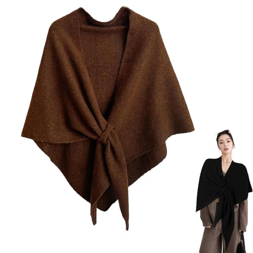 Women's Solid Color Scarf, Open Front Knitted Shawls and Wraps, Warm Casual Soft Comfortable Shawl for Daily Wear