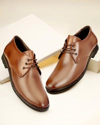 Image of Leatherful Formal Lace-up Derby Shoes for Men | Full Grain Leather | TPR Sole & Nappa Lining | Office, Party, All Occassion | Genuine Leather | Smart Casual - YKDB020BL1S-06